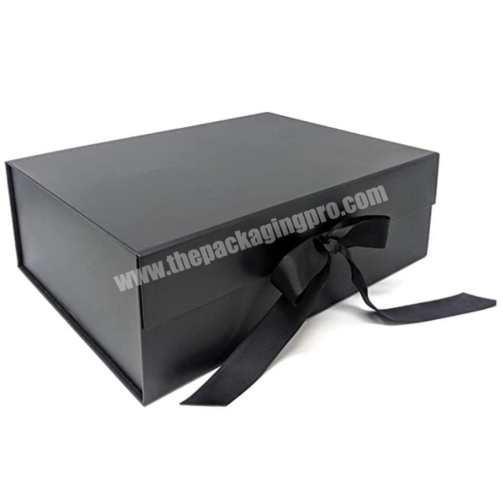 Custom high quality matte black foldable paper packaging silk magnetic gift box