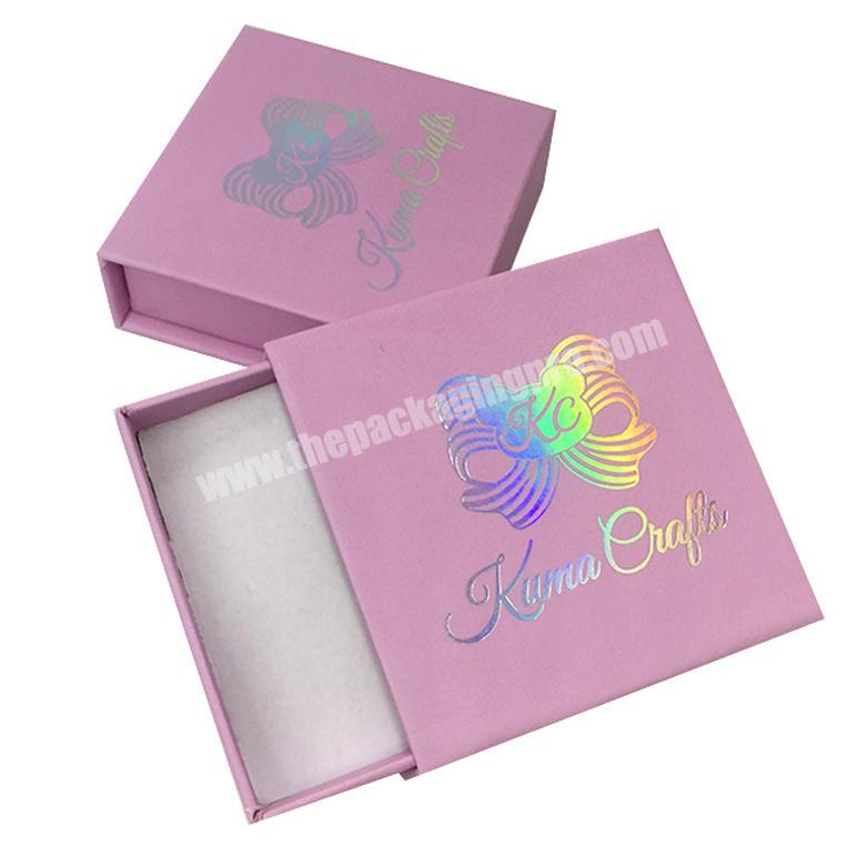 Custom holographic logo Rigid sleeve box in pink