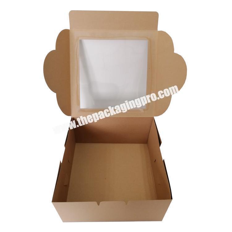 Eco friendly Kraft Paper Bakery Boxes Single Pastry cake paper Box Packaging with Clear Display Window