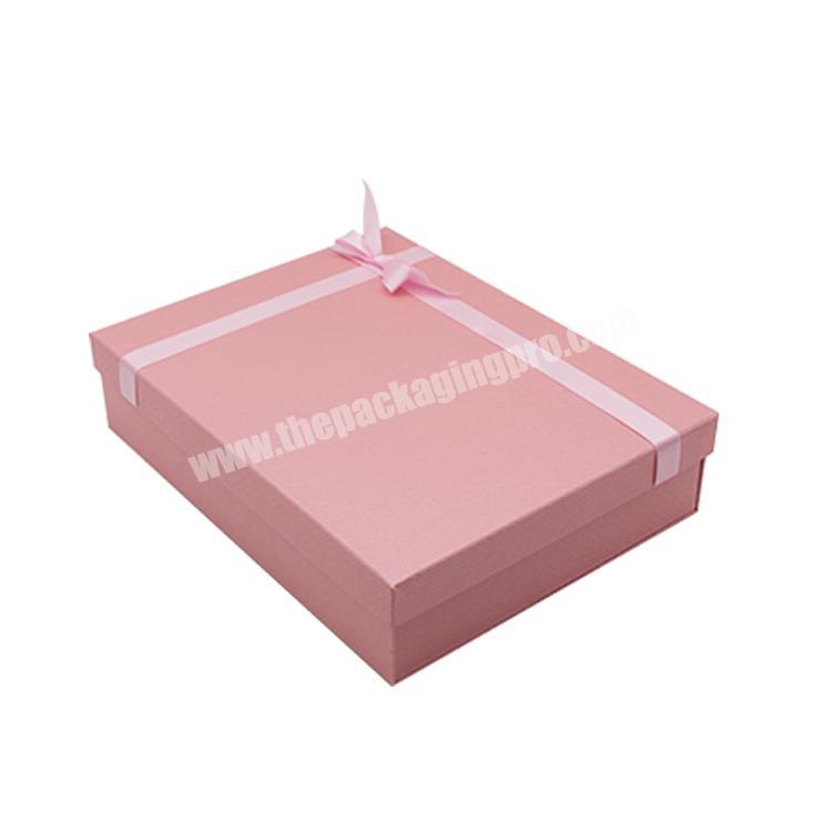 Custom large luxury pink cardboard folded cloth packing box wedding gift box
