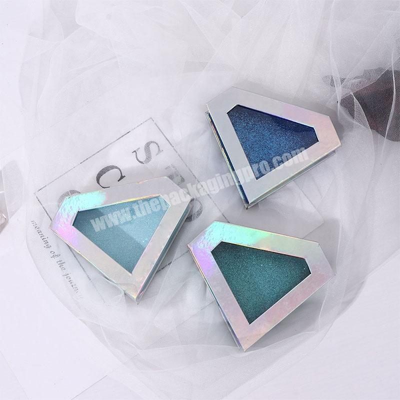 Custom laser silver eyelash box triangular eyelash box hexagonal eyelash packing box
