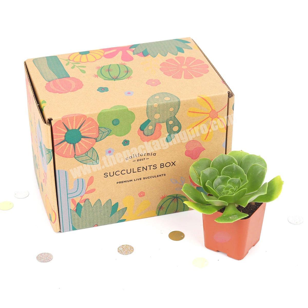 Custom live plant subscription cardboard gift box succulent packaging box