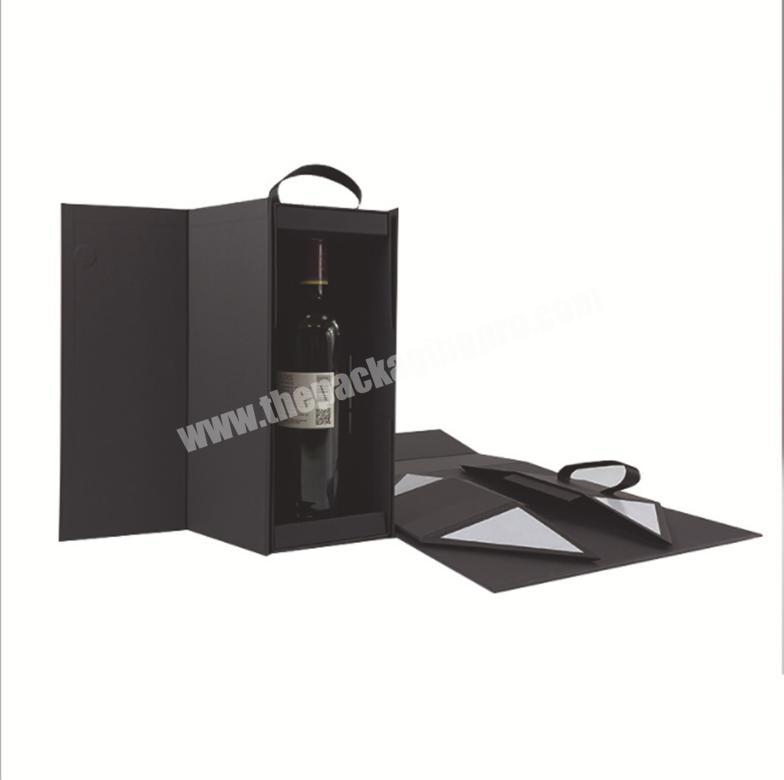 Custom logo black paper portable cardboard wine gift paper box