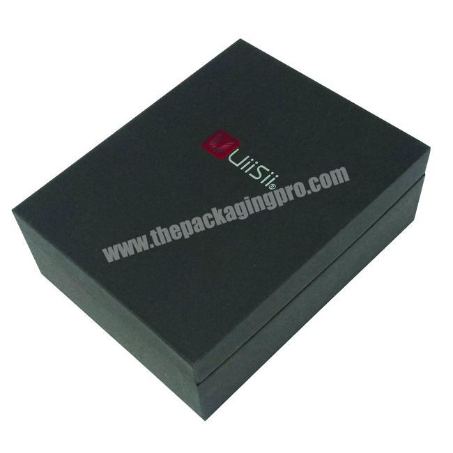 Custom logo cardboard packaging black magnetic closed paper gift box