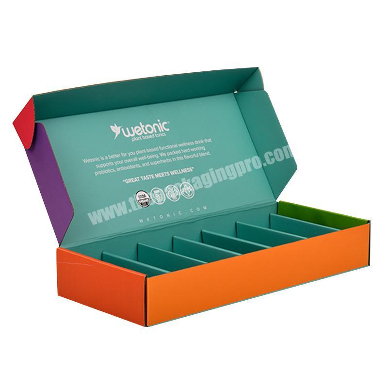 Custom logo colourful corrugated paper box beverages cardbox shipping six pack beer box packaging for drinks bottle