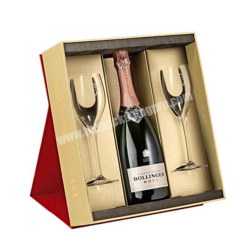 Custom logo design high quality fancy wine gift box set magnetic wine 3 bottle gift carton box magnetic wine glass gift boxes wholesaler