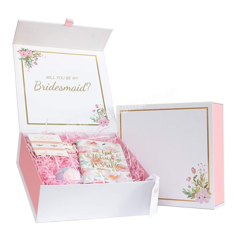 Custom logo design magnetic folding wedding gift boxes party favors valentines gift box luxury elegant wedding door gift box