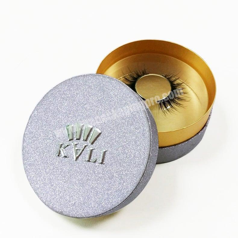 Custom logo empty false eyelash packaging boxes luxury private label bulk round eyelash packaging box with tray