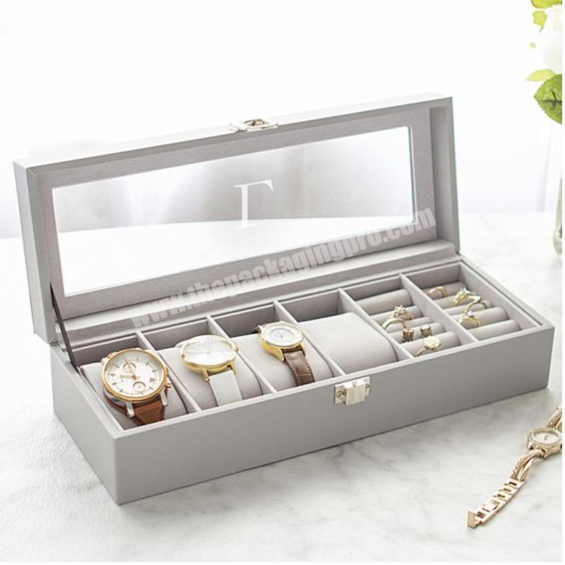 Custom logo luxury cardboard paper leather watch packing jewelry case box packaging jewellery boxes watch box packaging