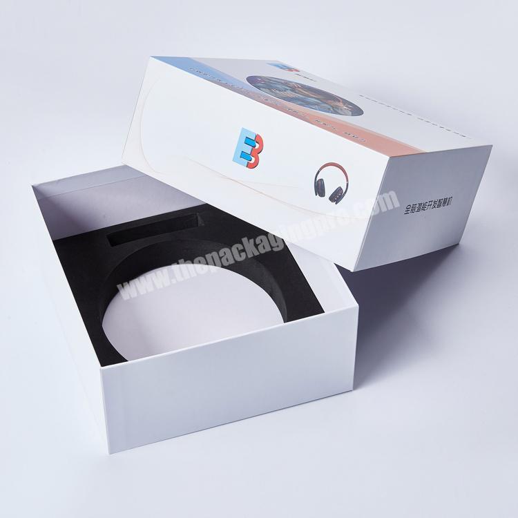 Custom logo luxury headset packaging headphone paper box with foam insert sports earphone box
