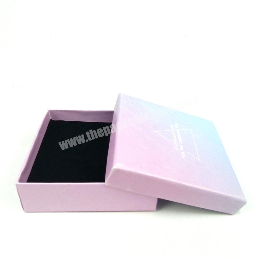 Custom logo  luxury pink paper cardboard jewelry gift box with black foam