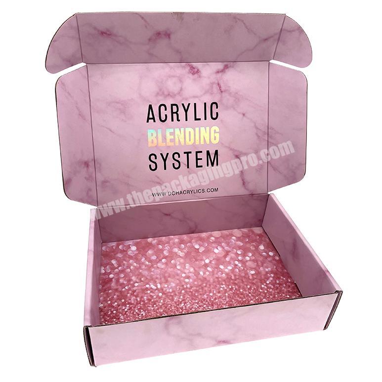 Custom logo made pink corrugated paper mailer box, paper eyelash packaging shipping boxes