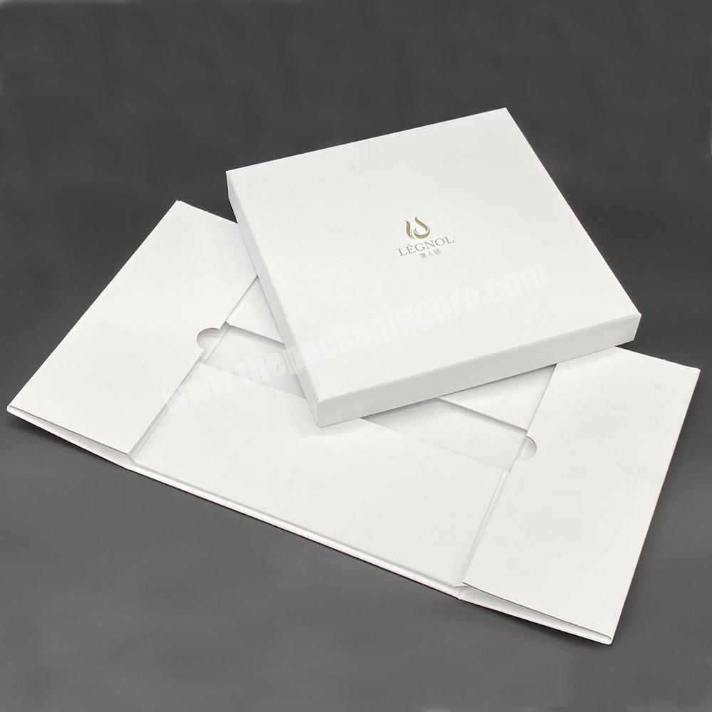 Custom logo paper folding white gift box with lid off cover