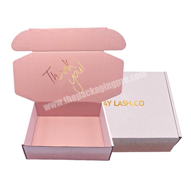 Custom logo pink color cosmetic corrugated packaging mailer box sleek clothing shipping boxes paper box