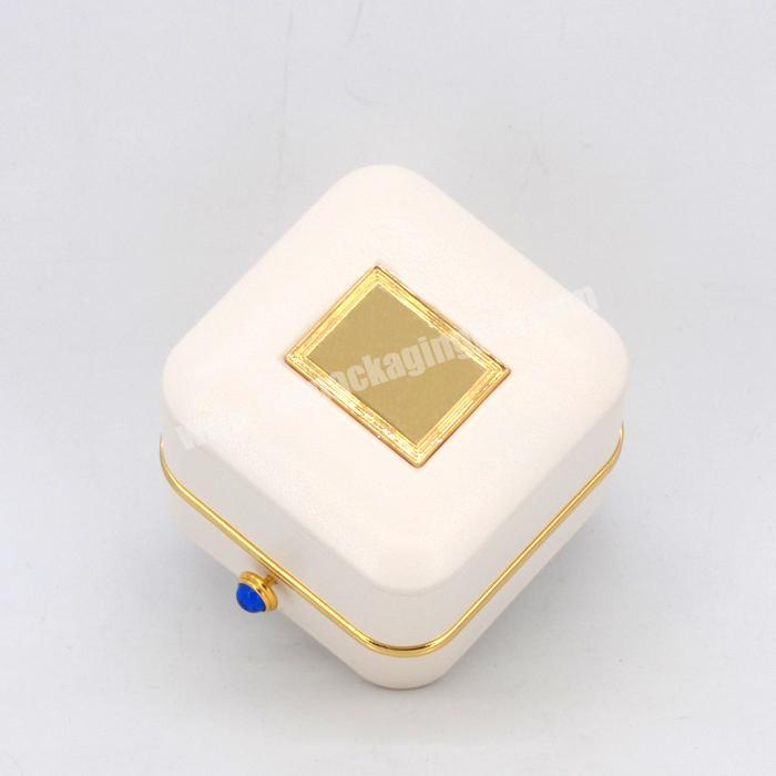 Custom logo printed small leather jewelry paper gift box packaging white jewelry ring storage box jewelry box packaging