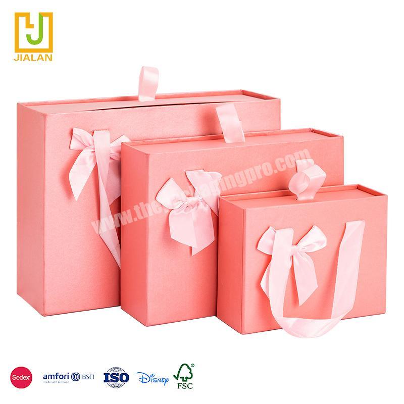 Custom logo printing gift box red paper square box drawer packaging box