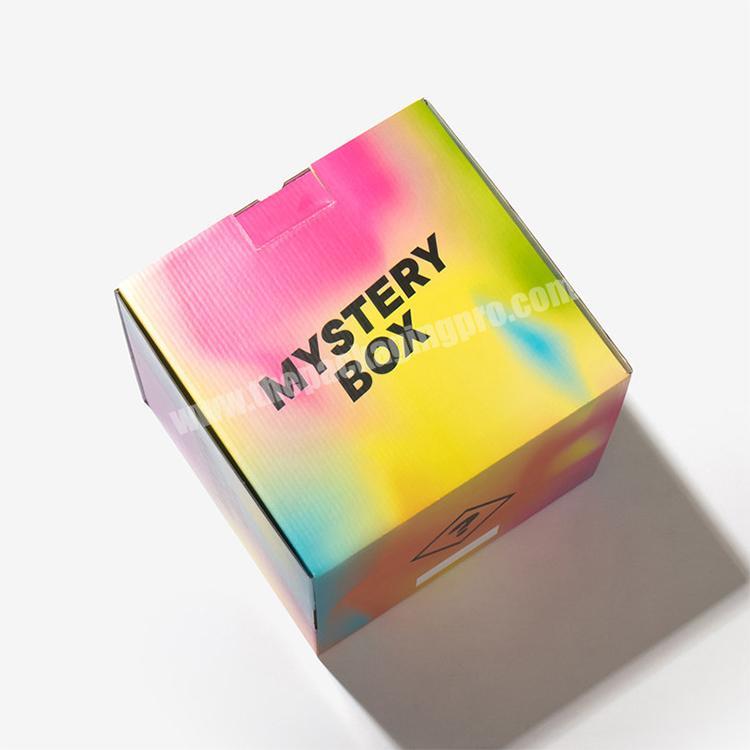 Custom logo rainbow gradient beauty big empty surprise misteriosa blind mystery box gift packaging box