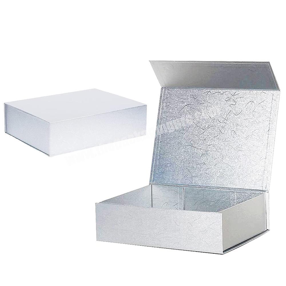 Custom logo sublimation magnetic gift box ribbon bridesmaid paper folding wedding gift box packaging luxury silver gift box