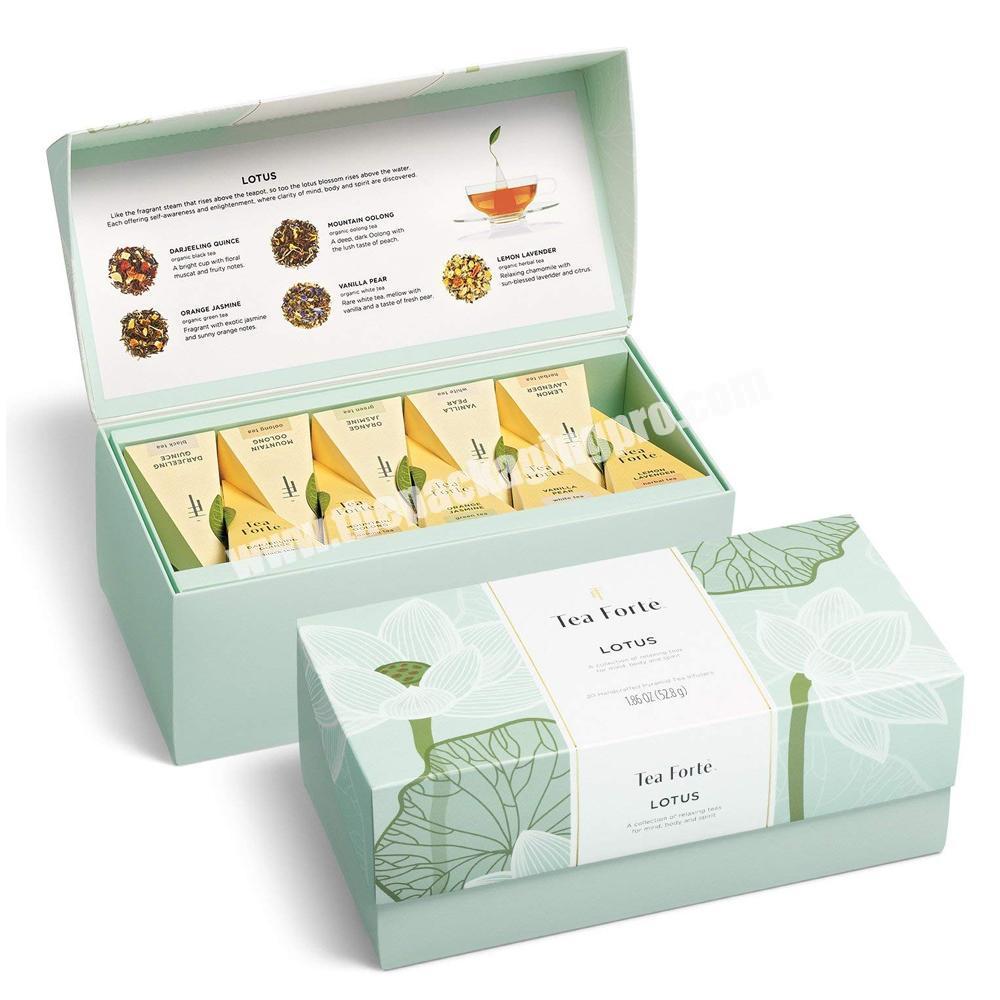 Custom loose tea bag packaging magnetic gift box paper printing card tea sampler box red tube coffee and tea boxes