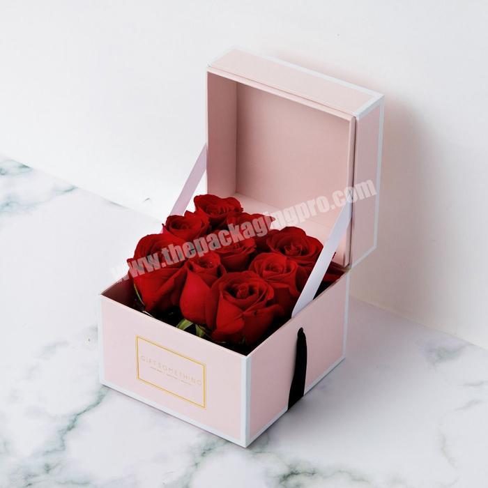 Custom lovely design paper decorative flowers rose jewelry box gift flower box preserved roses cajas para flores flower boxes