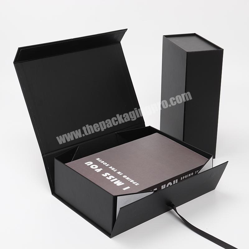 Custom luxury large black cardboard clothing gift box design logo printing gift box