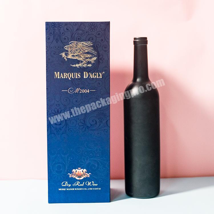 Custom luxury matte  rigid cardboard wine packaging boxes champagne whisky red wine bottle glass set paper gift boxes
