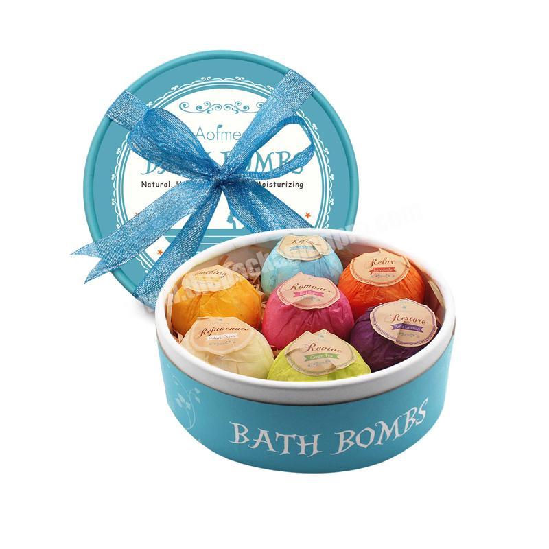 Custom luxury organic natural bath bombs gift set essential oil bubble bath fizzies bubble rainbow bath bomb box