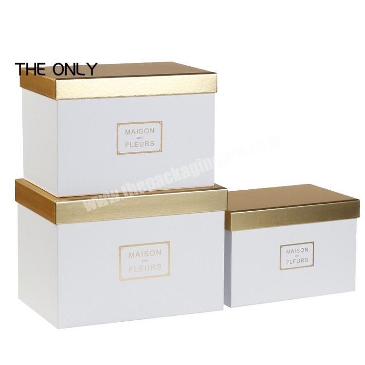 Custom luxury square round cardboard rose flower gift packing box with logo hot stamping