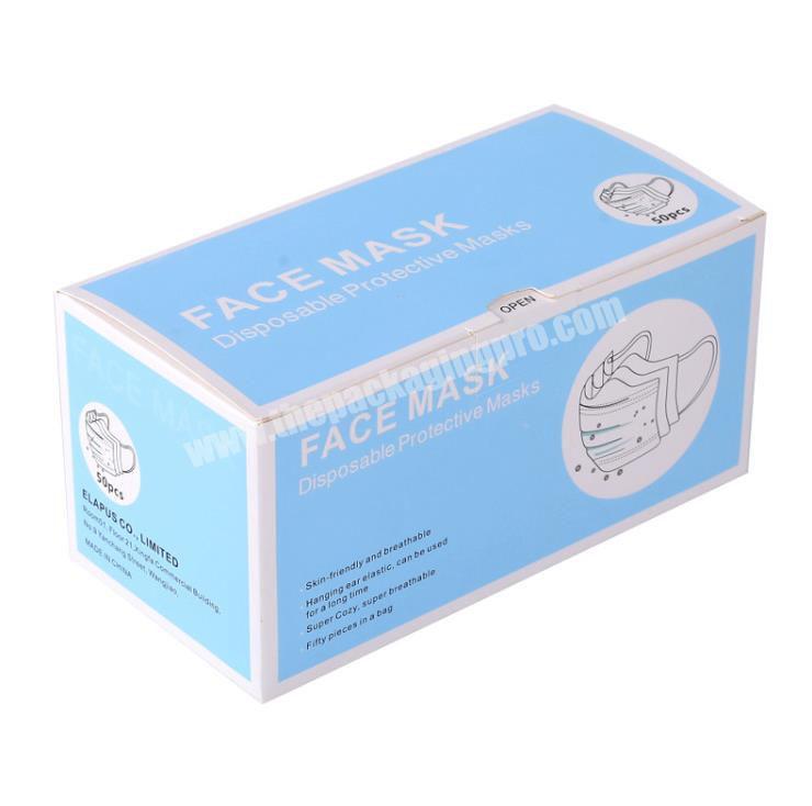 Custom mass cheaper  folding face mask paper box packaging