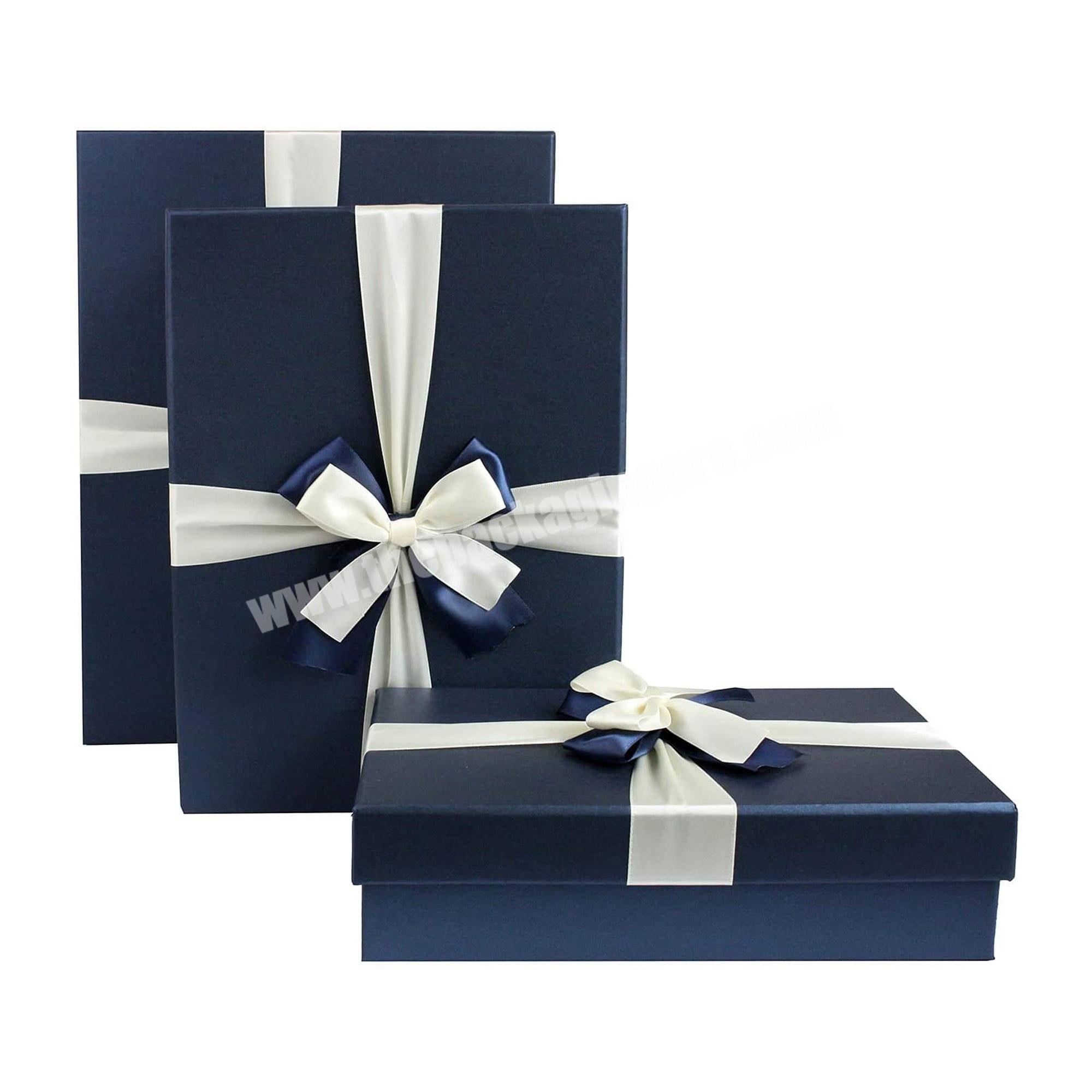 Custom paper clothing gift box packaging luxury men birthday box gift set wedding keepsake gift box packaging with ribbon