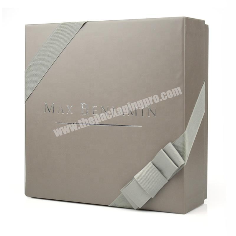 Custom paper gift box grey board coated paper printing bowknot decoration luxury perfume box