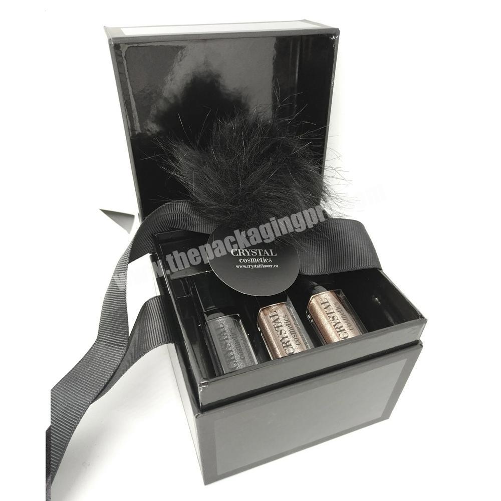 Custom perfume essential oil essence cosmetic packaging gift boxes with ribbon closure makeup gift card box luxury gift boxes