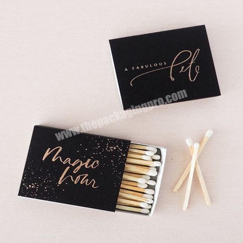 Custom personalised holographic printing gift match box packaging gift black and white design luxury match box of matches box