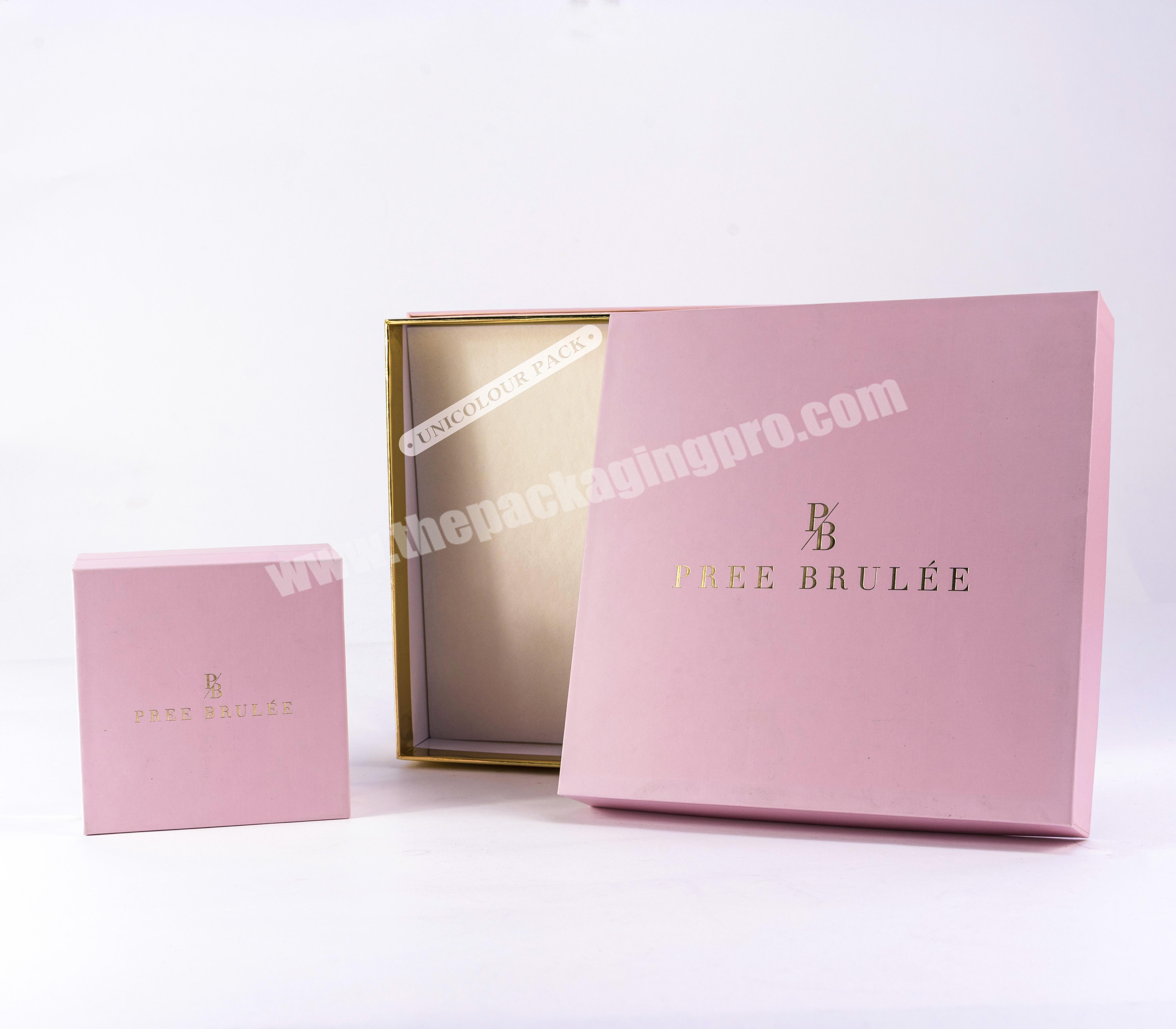 Custom pink paper cardboard gift display women jewelry sets packaging box mom gift box