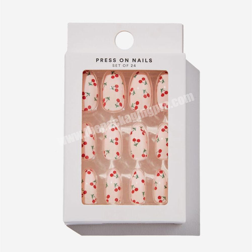 Custom press on nail packaging box with window cute press on nails package box press on nail packaging box square flip