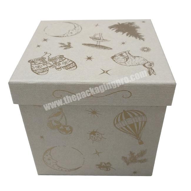 Custom print handle carrying rigid packaging square nested gift box