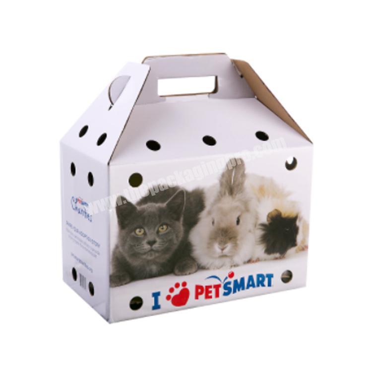 Custom printed gable small paper animal packaging cardboard pet carrier box