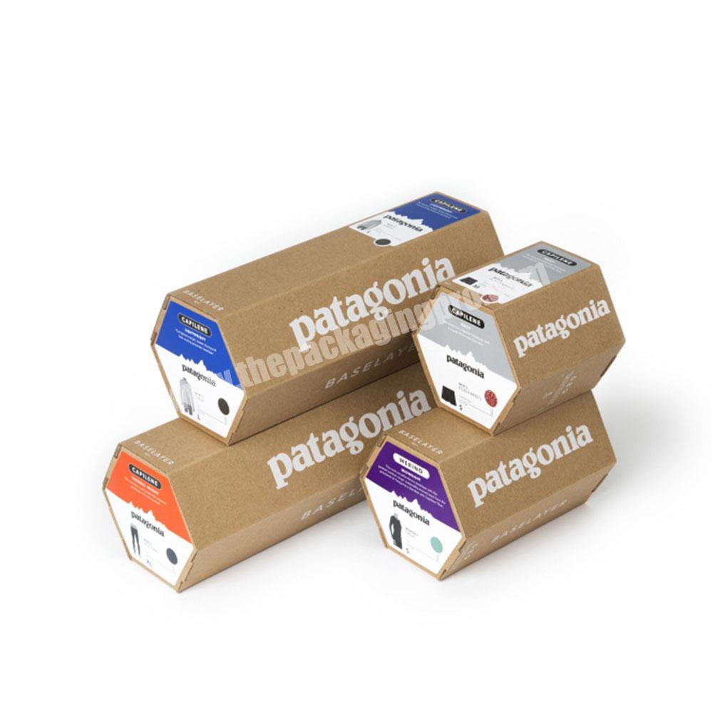 custom Custom printed kraft gift box clothing socks personalized hexagon gift box easy to store mini small cardboard gift boxes 