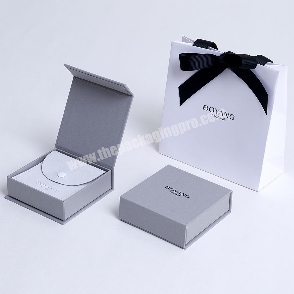 Custom printed luxury gift small paper packaging jewelry box earrings with logo