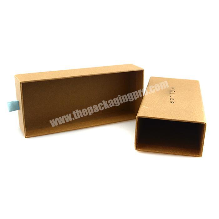 Custom recycled brown kraft paper box slide open box sliding drawer paper box