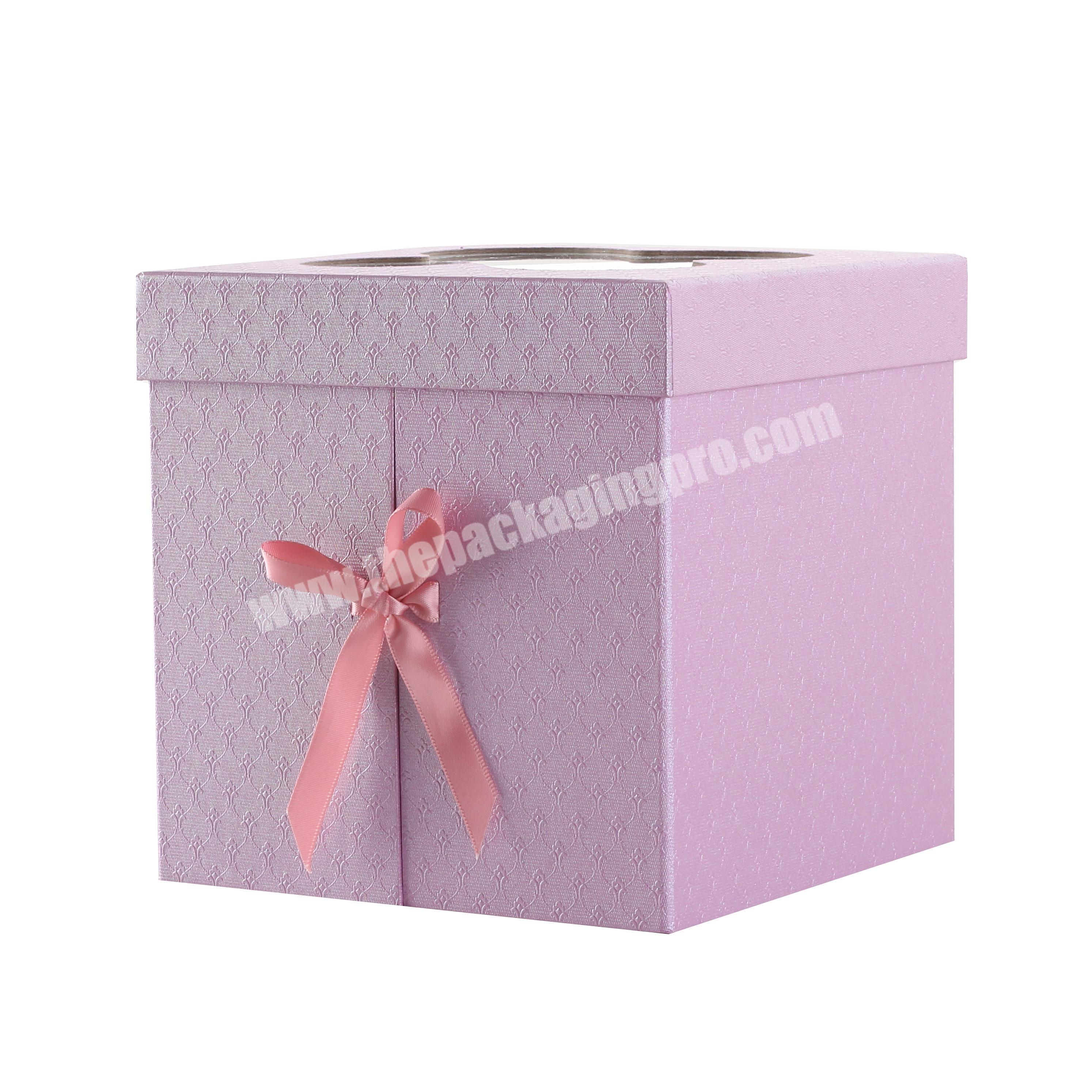 Custom rigid box set with window 3 boxes in one set with ribbon closure