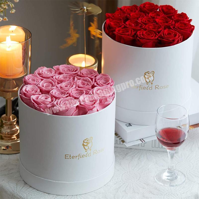 Custom round velvet rose single flower bouquet dome gift boxes rose box  flowers hat luxury packaging