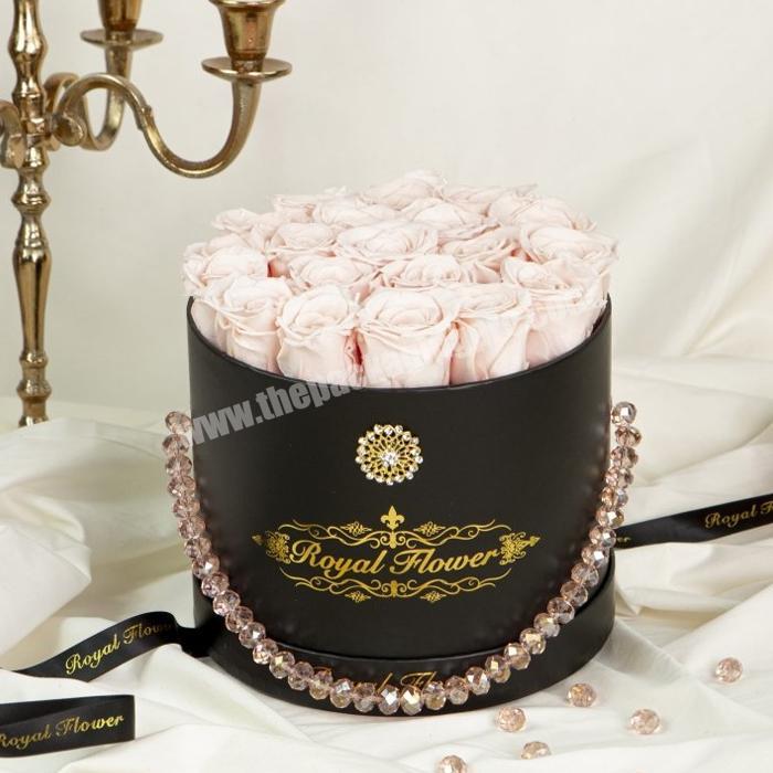Custom round velvet rose single flower bouquet dome gift boxes rose box  flowers hat luxury packaging