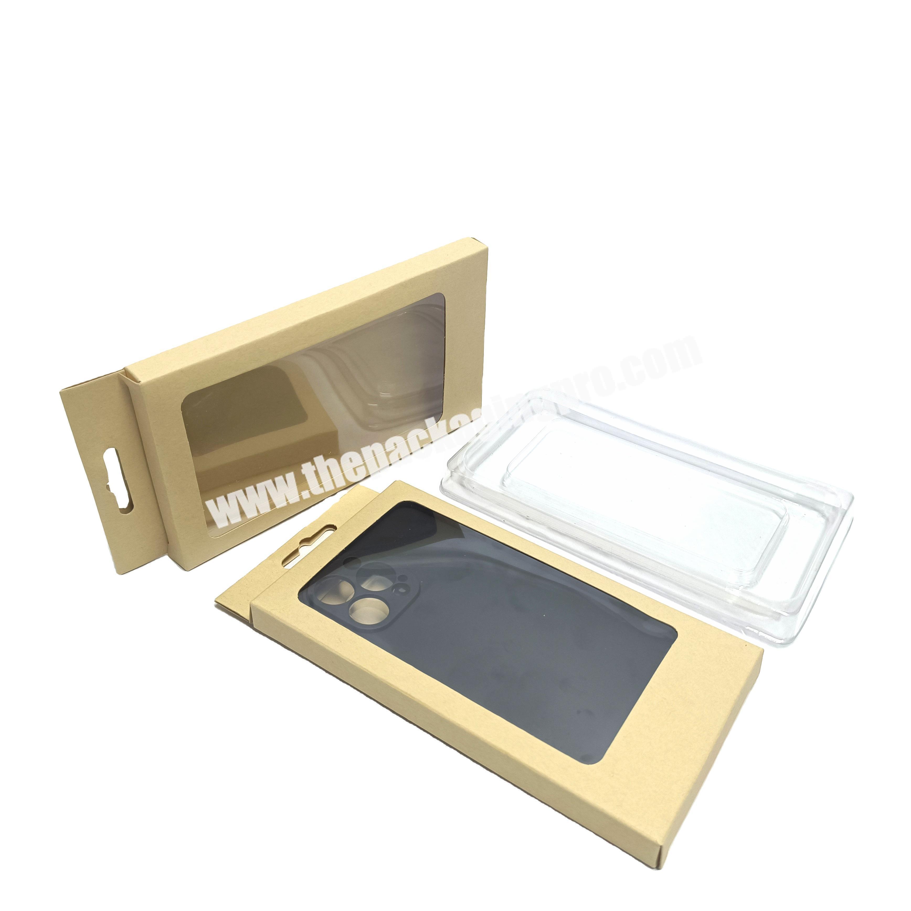 OEM High Quality Kraft Mobile Phone Case Packaging Box With PVC Insert