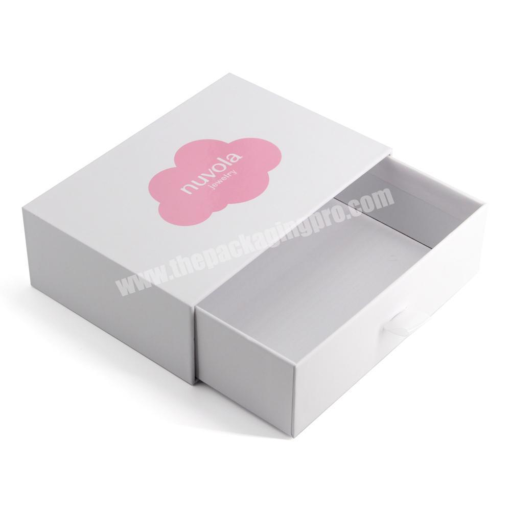 Custom uv logo jewelry slider box packaging white drawer box