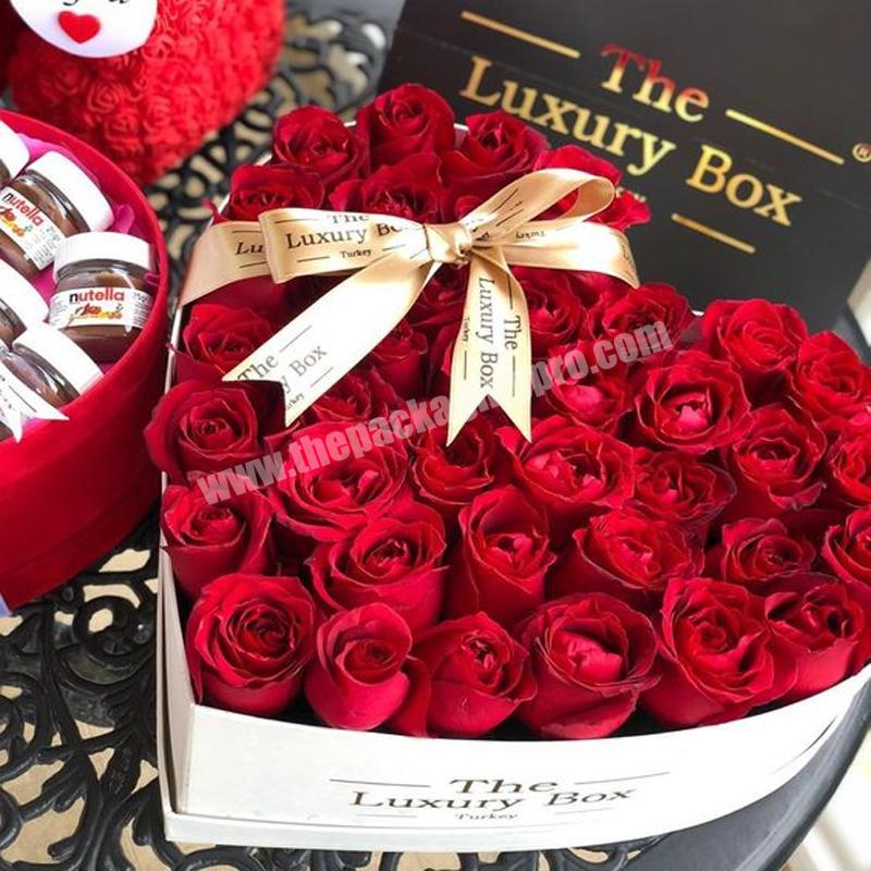 Custom valentine gift cardboard heart shaped boxes for roses luxury valentines day gift box custom valentine day boxes