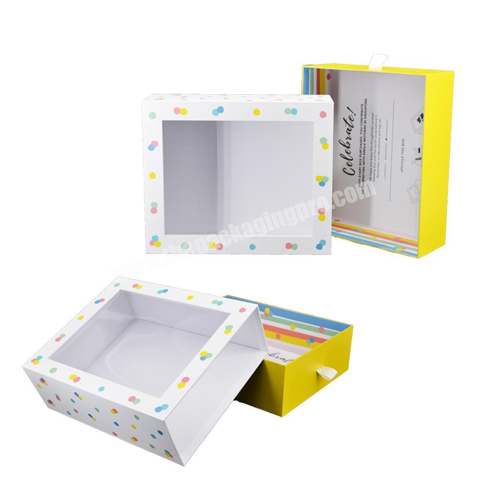 Custom white design logo kraft  jewelry drawer box packaging toy drawer gift box ribbon handle box with drawer