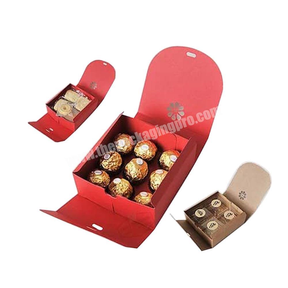 Customised wedding valentine sweets gift box packaging beautiful chocolate paper folding gift box with ribbon closure