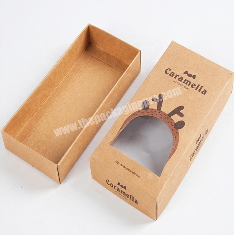 Customize eco kraft paper printed flat folding paper box for child socks package