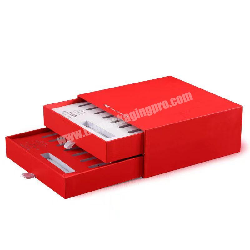 Customize printing rigid cardboard box two layers of drawer paper box gift box custom logo with custom inserts